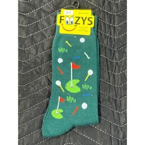 Foozys Golf Novelty Crew Socks‎ Mens 10-13 Green New Sports Pattern FM-03